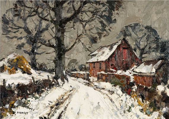 The Red Barn, Winter by Edwin Vincent Forrest