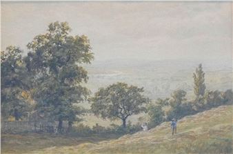 : 19th century farming scene watercolour - James Edward Grace