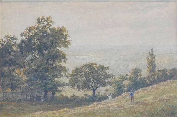 : 19th century farming scene watercolour - James Edward Grace