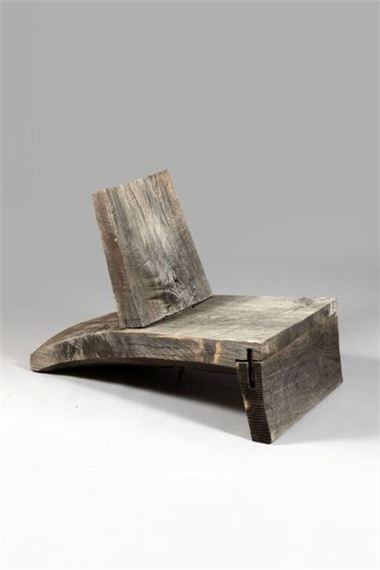 Outdoor chair in solid carved oak - Denis Milovanov