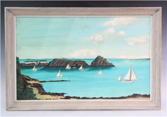 Voiliers navigant devant le Rocher de Cancale - Joseph Delepine