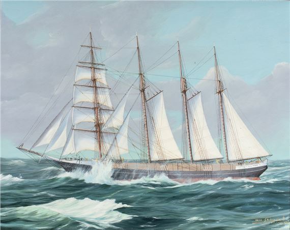 "Aurora (American 4-Masted Barkentine) by Hans Skalagard, 1981