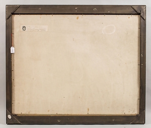 Artwork by Henny Protzen-Kundmüller, Straße in Sestri / Street in Sestri, Made of Öl auf fester Malplatte, aufwendiger Blattgoldrahmen,