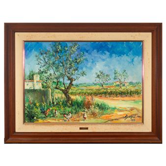 Paisaje con gallinas - José Brugué Verdaguer