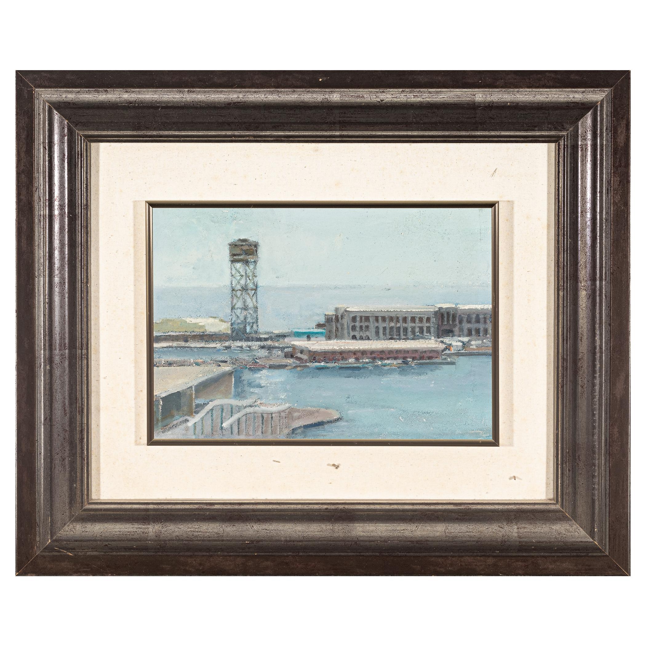 Artwork by Alicia Grau, Puerto de Barcelona, Made of oil on board