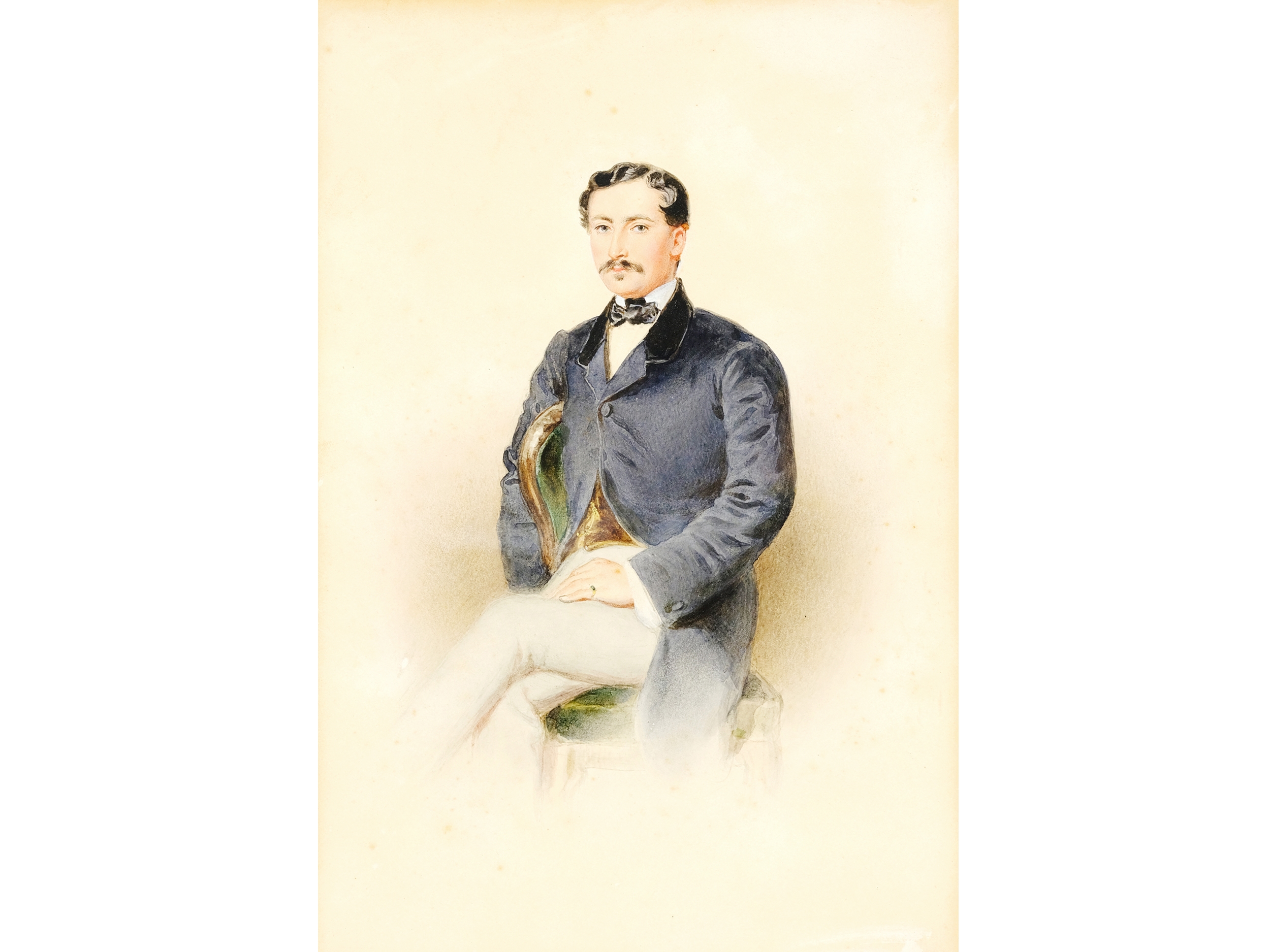 Artwork by Josef Kriehuber, Portrait of a seated gentleman, Made of Watercolor on paper