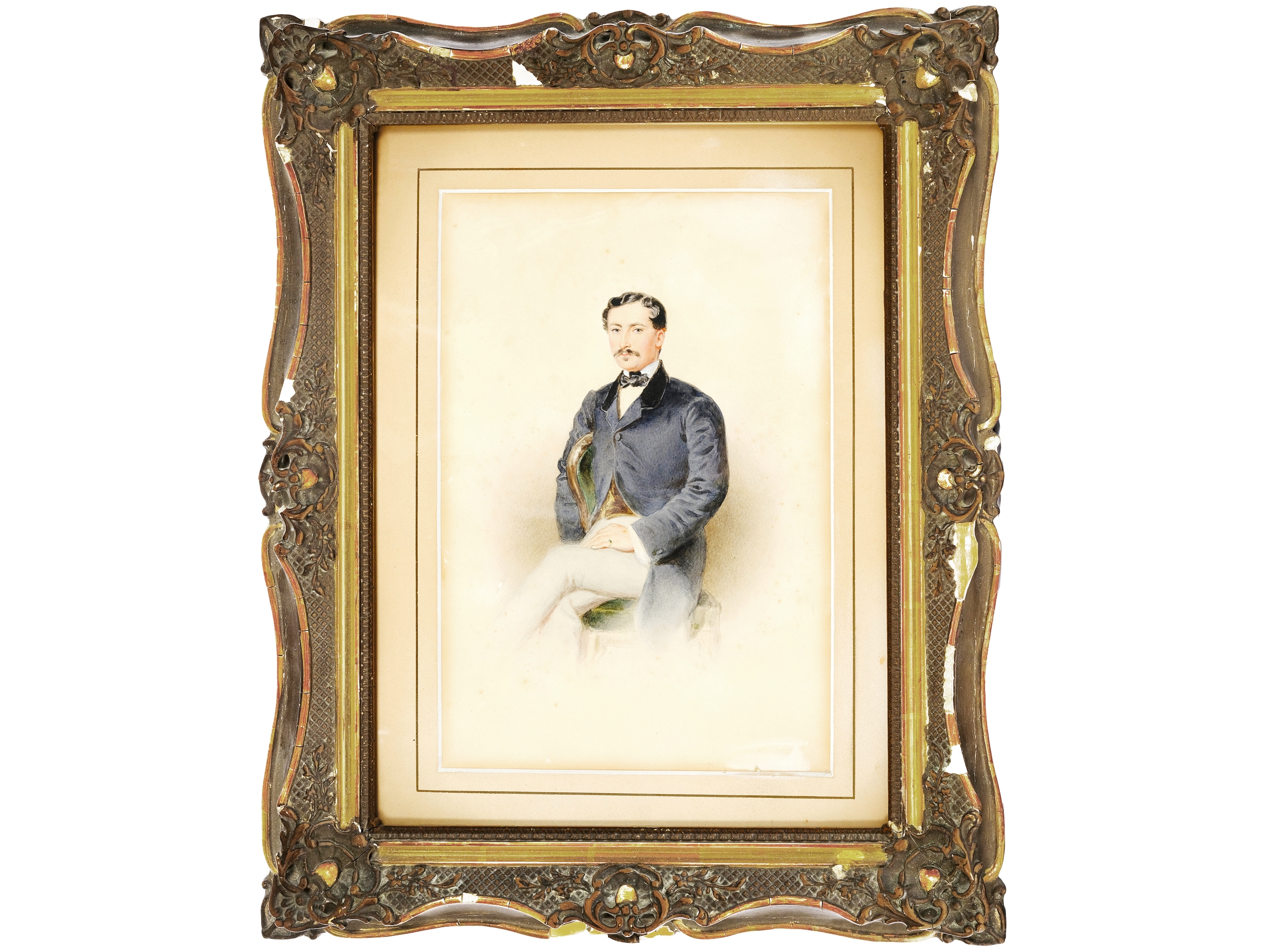 Artwork by Josef Kriehuber, Portrait of a seated gentleman, Made of Watercolor on paper