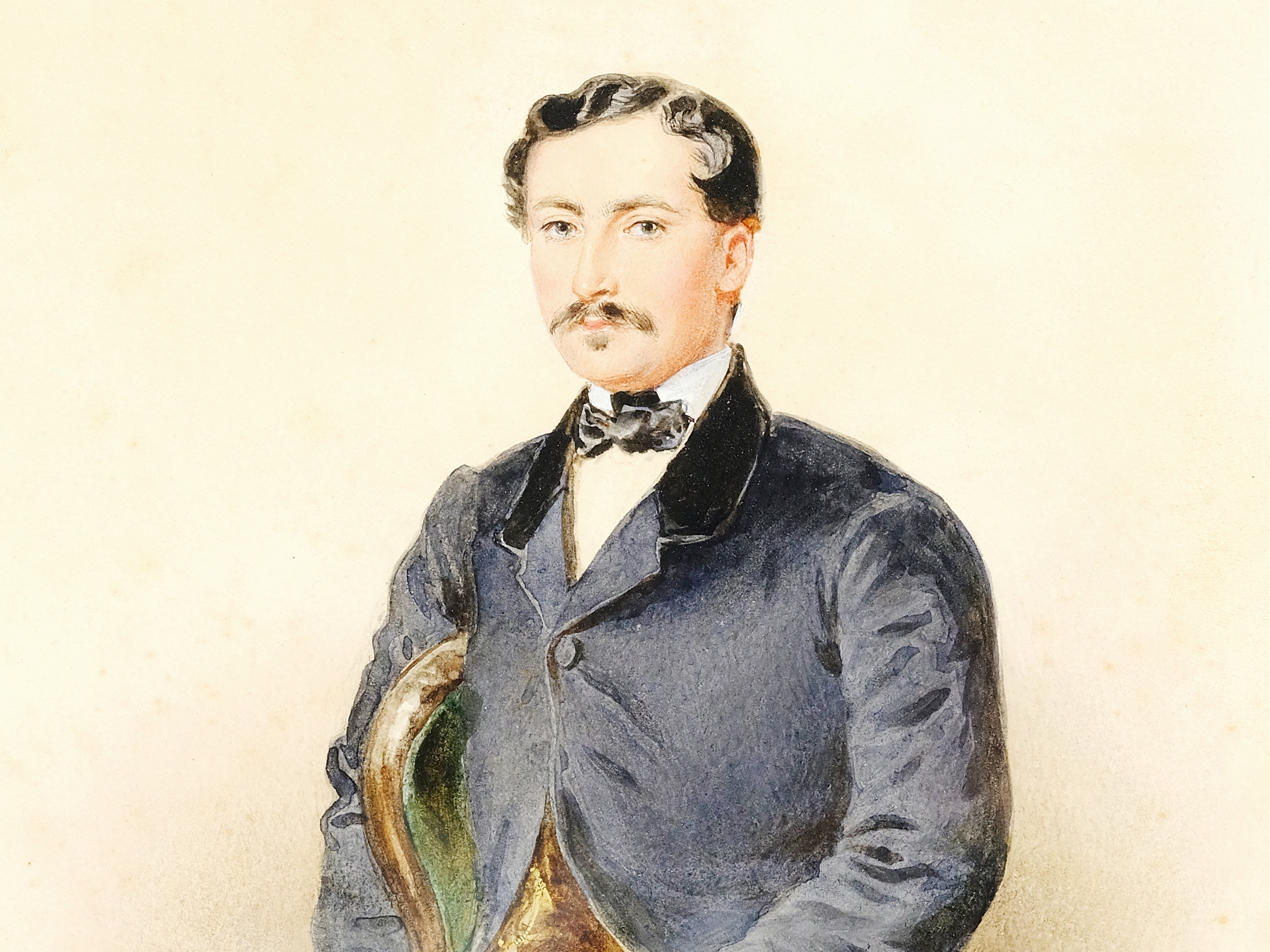 Artwork by Josef Kriehuber, Portrait of a seated gentleman, Made of Watercolor on paper