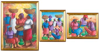 3 Works of Market Scenes - Jean Marie Espiegle