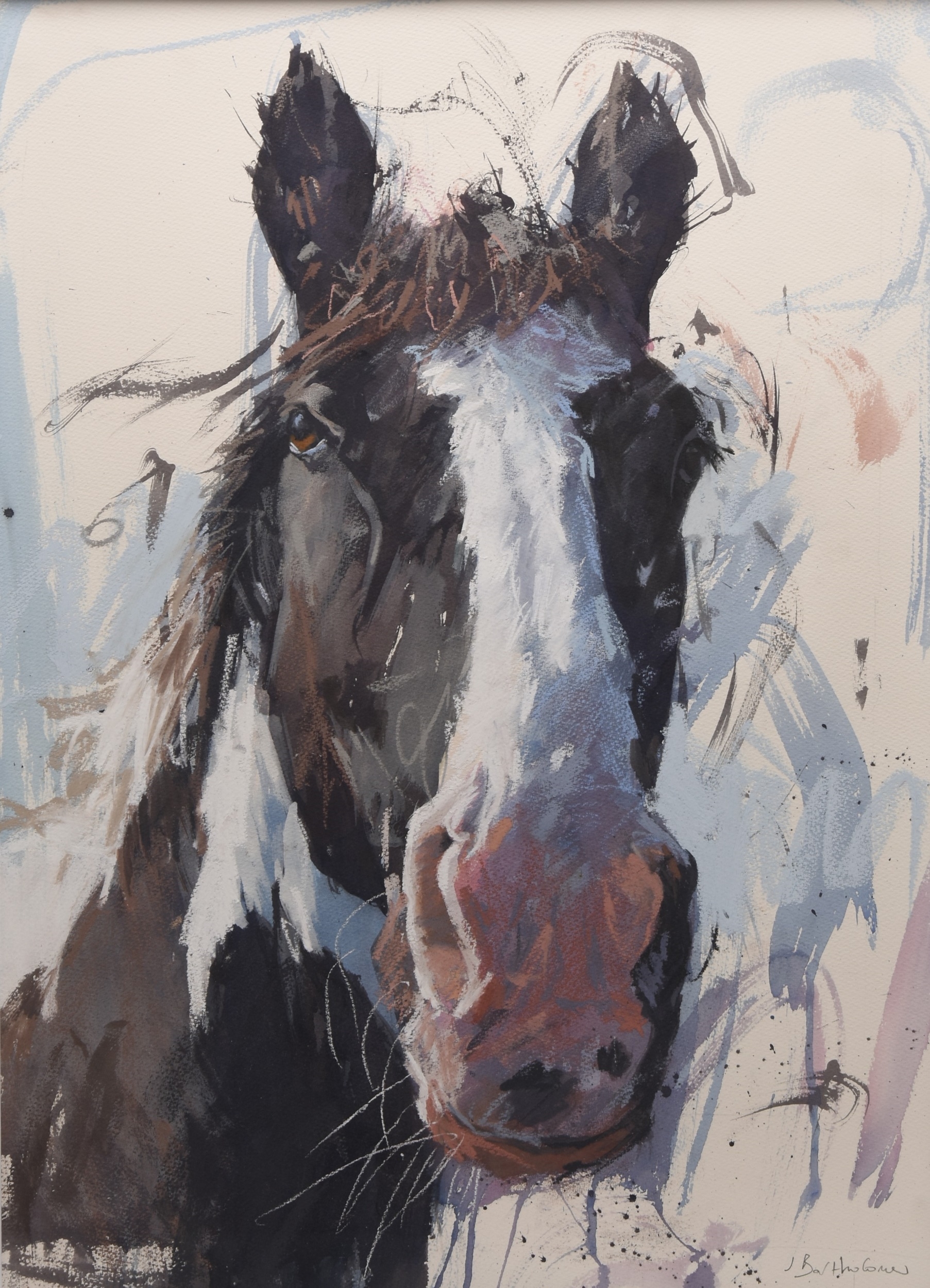 Artwork by James Bartholomew, Gilling Piebald II, Made of pastel and watercolour