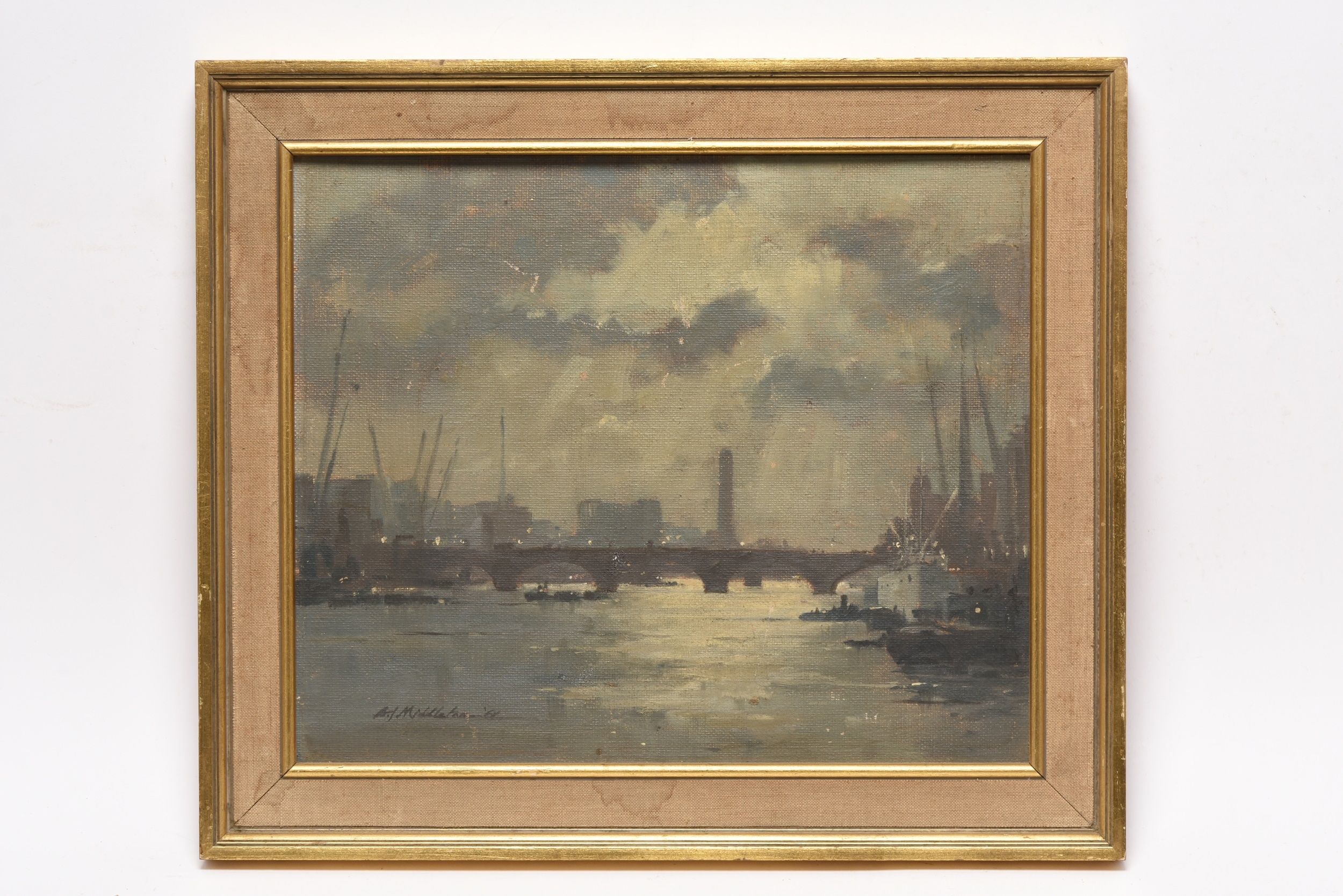 Artwork by Alan James Middleton, London Bridge at the Pool from Tower Pier, Made of oil on canvas board