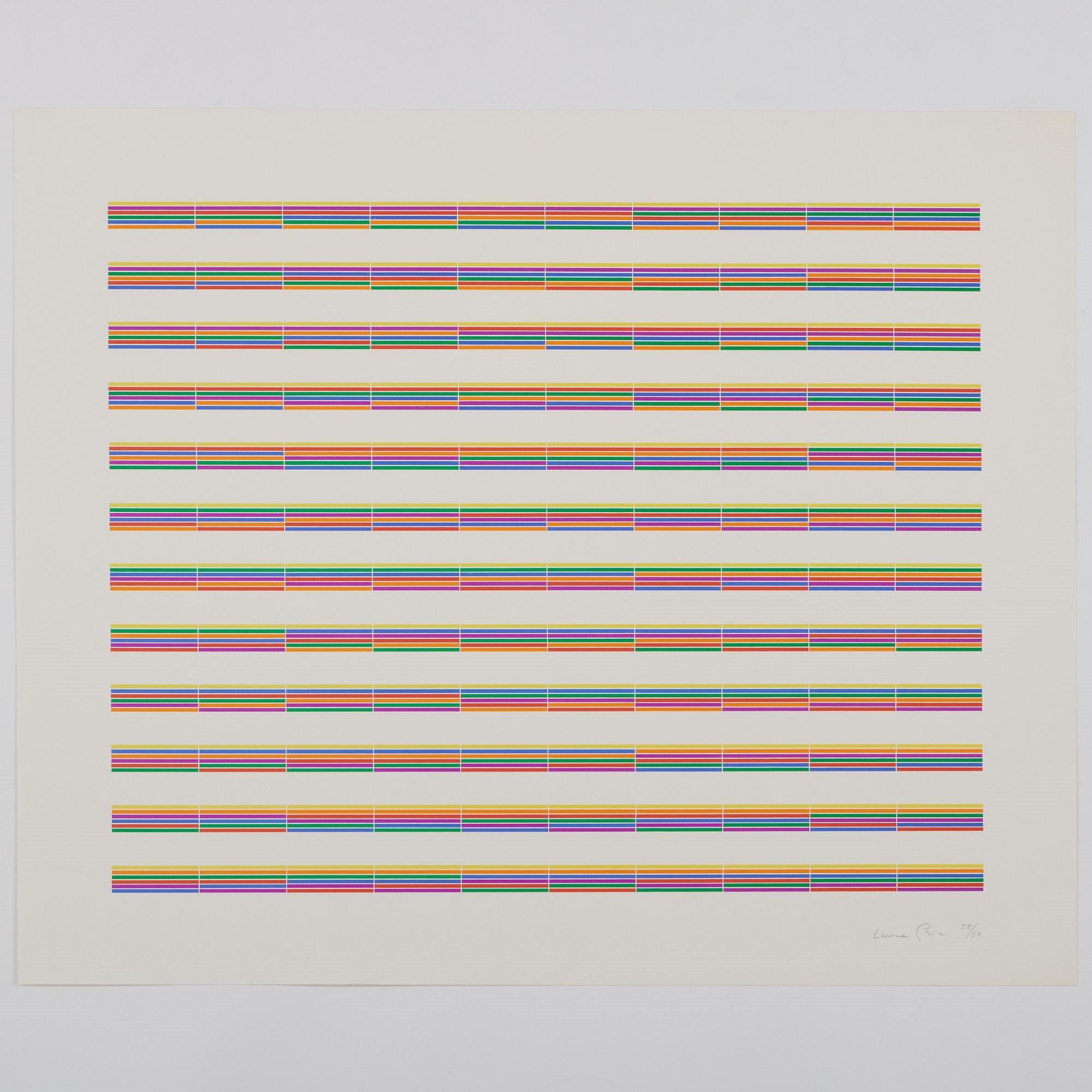 Artwork by Laura Grisi, Stripes, Made of lithographs in colors on smooth wove paper