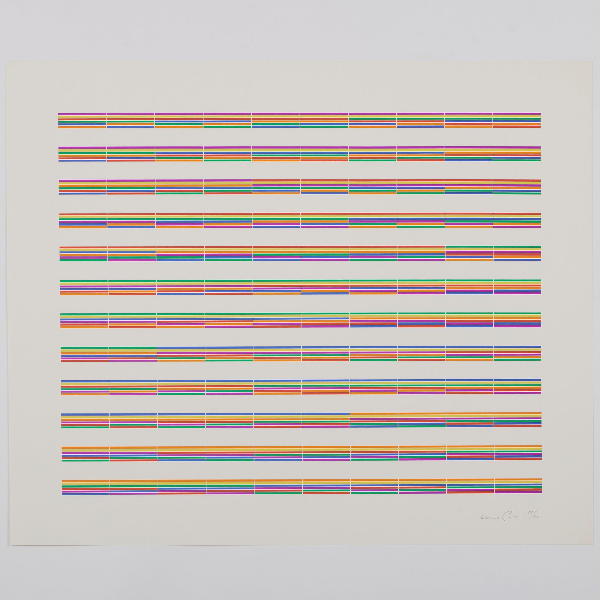 Artwork by Laura Grisi, Stripes, Made of lithographs in colors on smooth wove paper