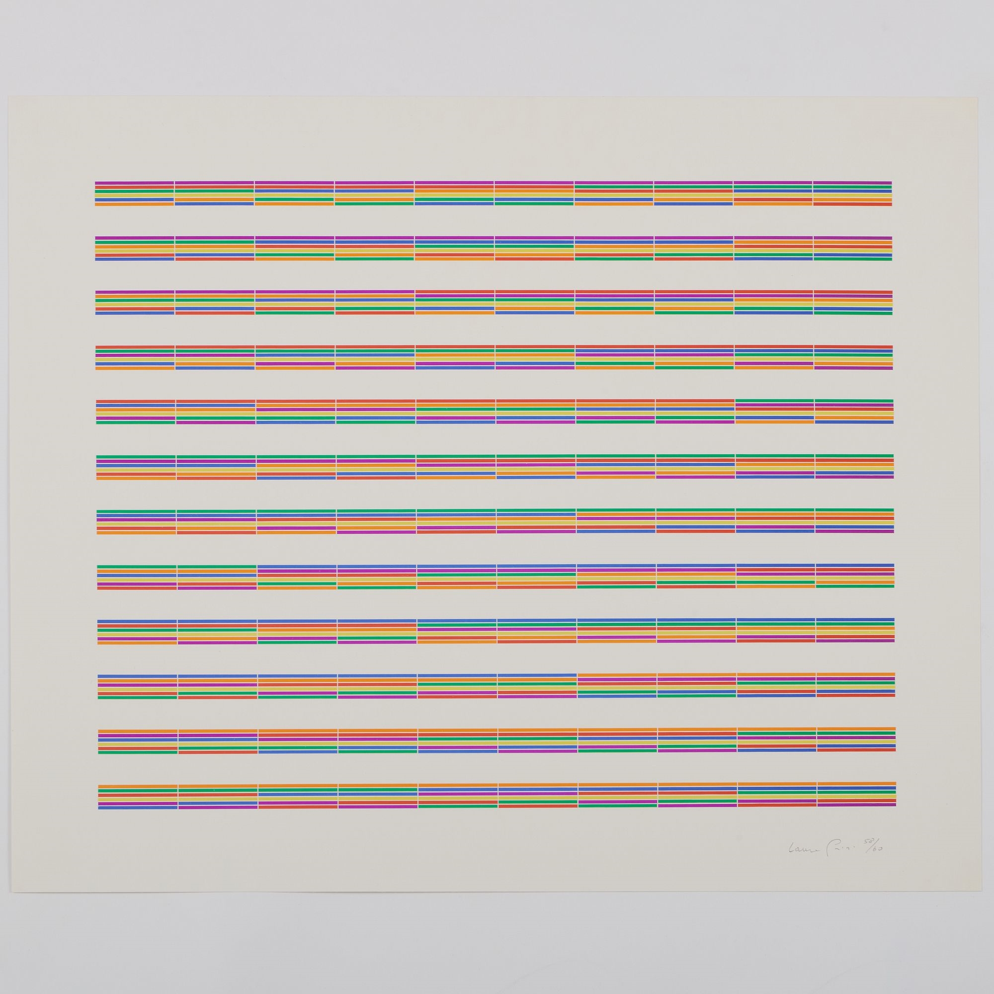 Artwork by Laura Grisi, Stripes, Made of lithographs in colors on smooth wove paper