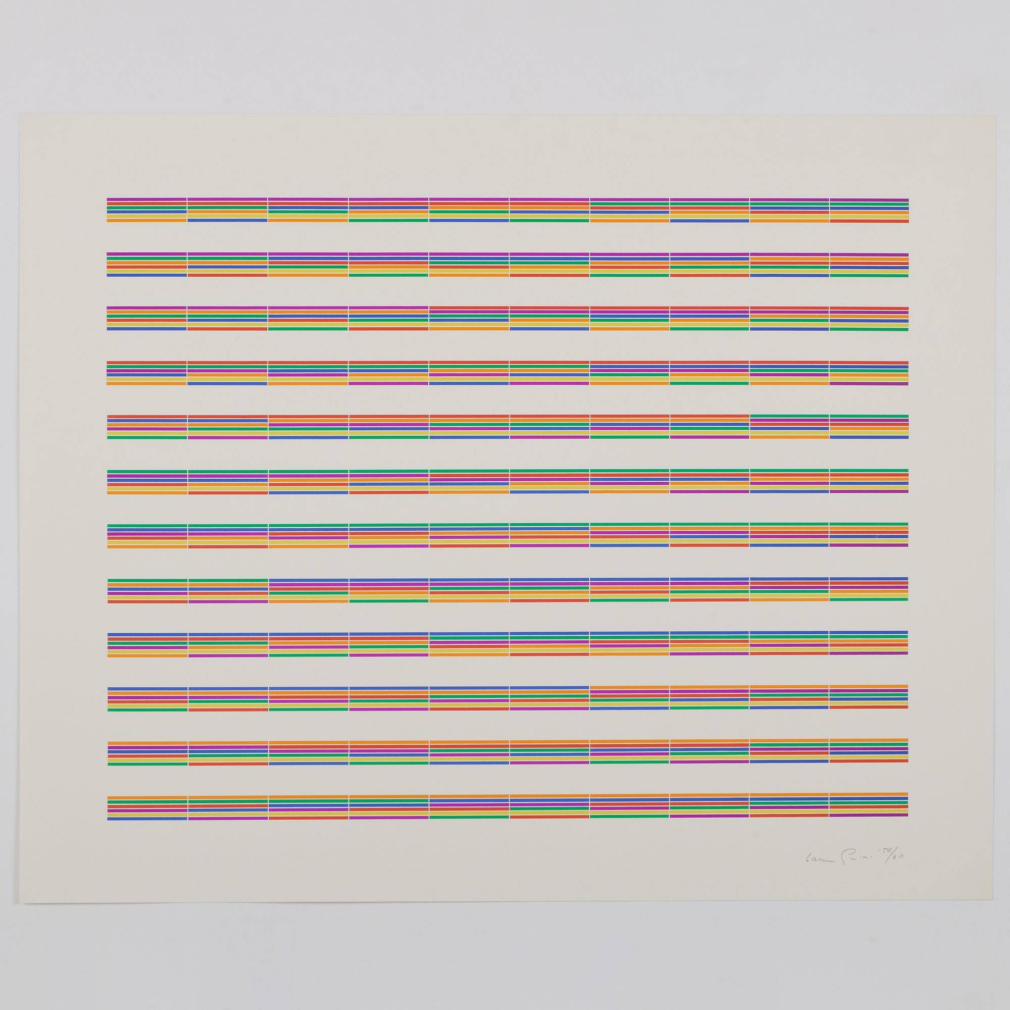 Artwork by Laura Grisi, Stripes, Made of lithographs in colors on smooth wove paper
