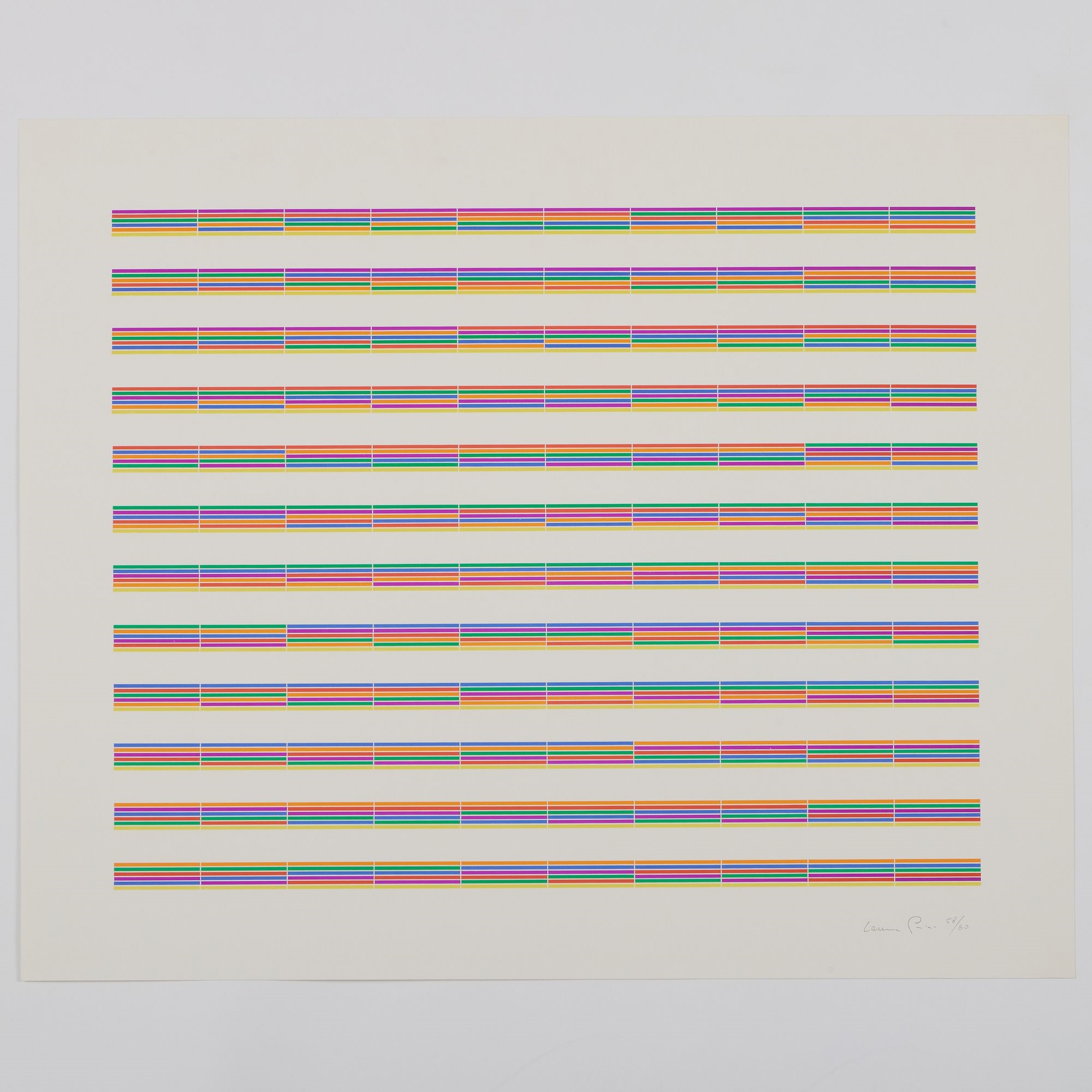 Artwork by Laura Grisi, Stripes, Made of lithographs in colors on smooth wove paper