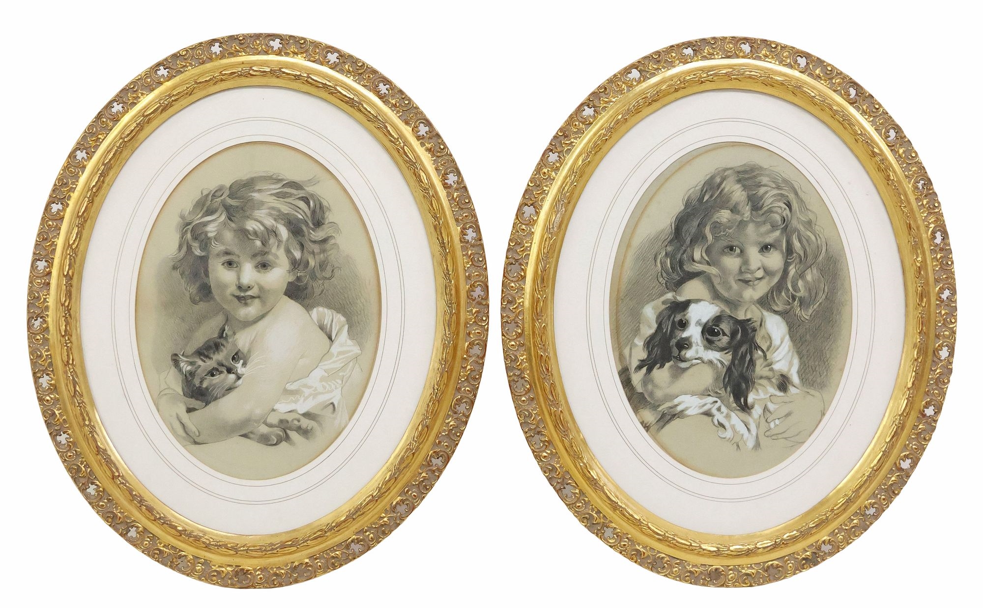 Hughes Merle | Portraits of Children with Pets | MutualArt