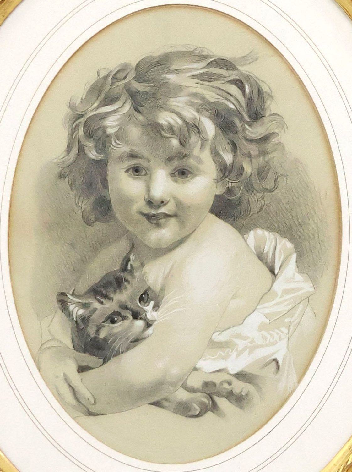 Hughes Merle | Portraits of Children with Pets | MutualArt