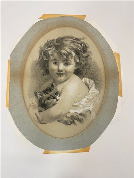 Hughes Merle | Portraits of Children with Pets | MutualArt