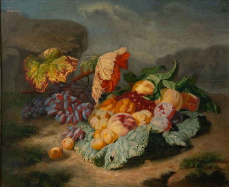 Artwork by Jean-Claude Chauray, Still life with fruit, Made of oil on canvas
