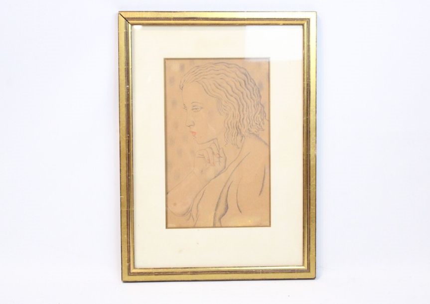 Artwork by Gustave Buchet, Portrait of a woman, Made of mixed media