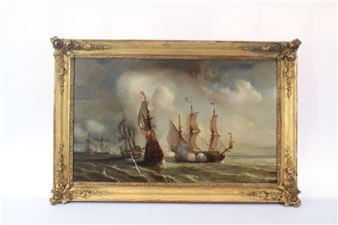 Scène de bataille navale - Gabriel Hippolyte Le Bas