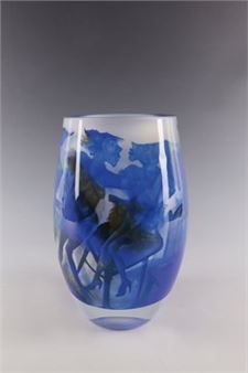 Vase Stanislaw Borowski, 1998 Colourless, thick-walled glass, with cobalt blue p - Stanislaw Borowski
