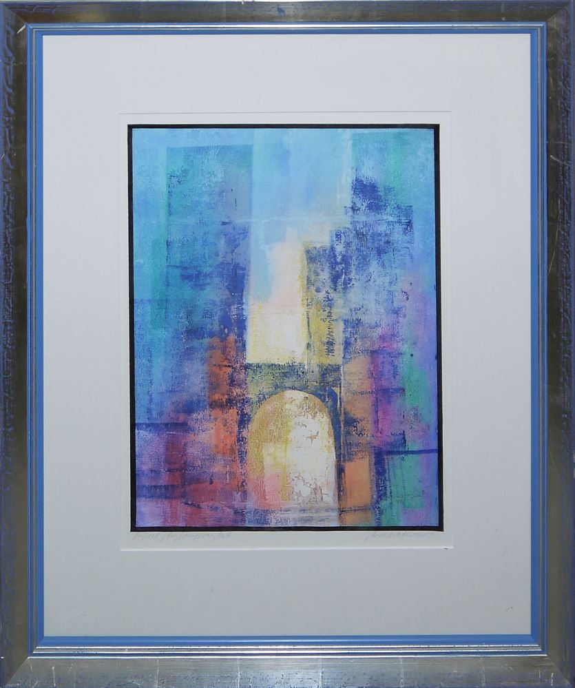 Artwork by Ernst Peter Rade, Blaues Dreieck” / “Flächen gegen” / “Architektur”, Made of 3 Mischtechniken