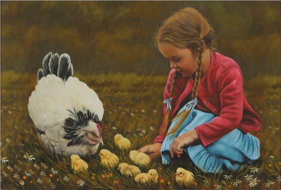 YOUNG GIRL & SPRING CHICKS