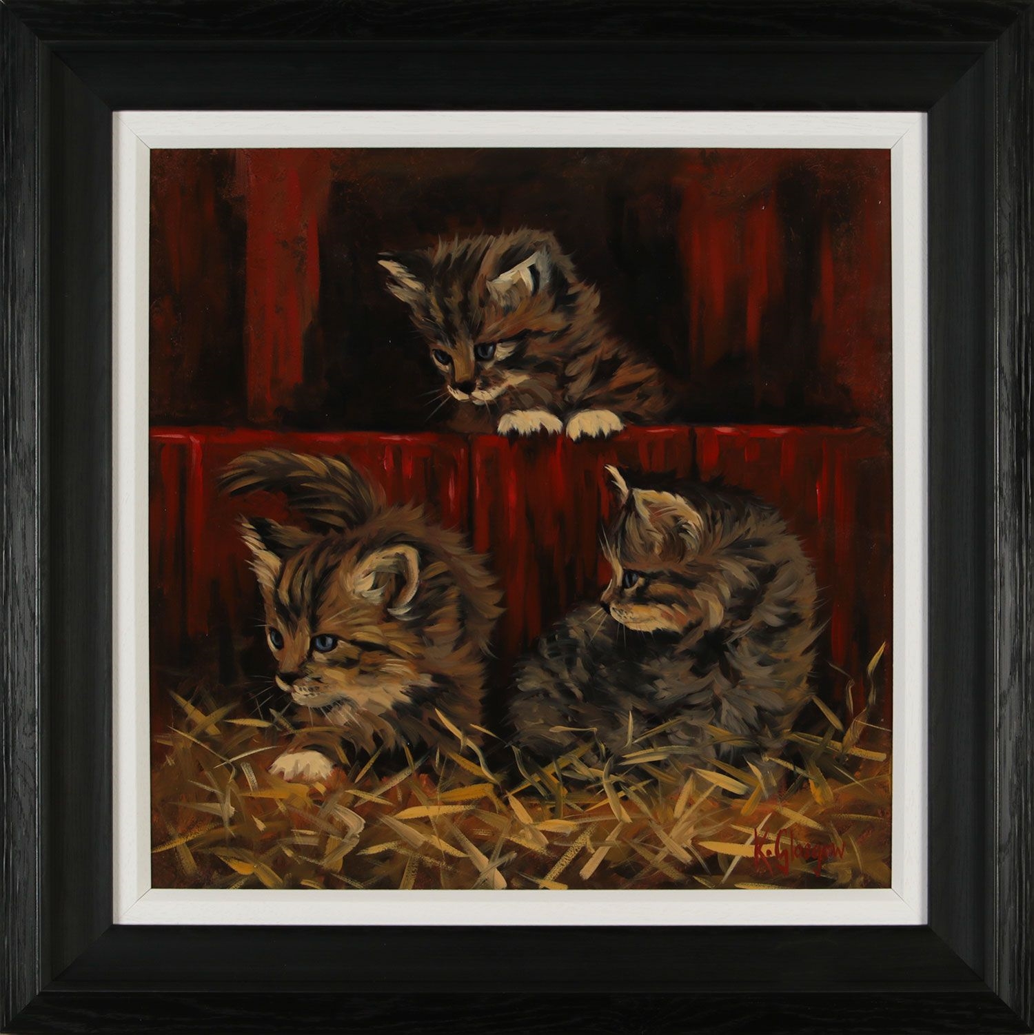 Artwork by Keith Glasgow, THREE KITTENS, Made of OIL ON BOARD