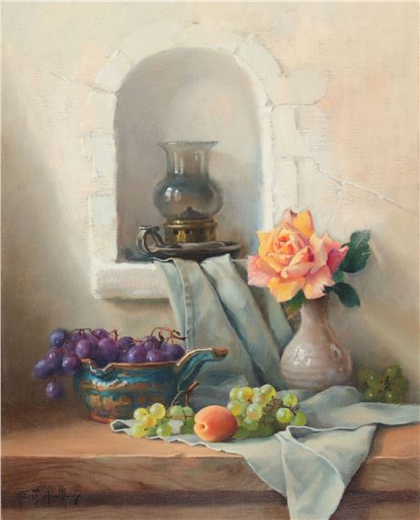 STILL LIFE A ROSE IN A VASE by Robert Chailloux