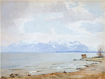 Chiemsee, Blick vom Gstadter Ufer auf Hochgern und Hochfelln - Eduard Fischer
