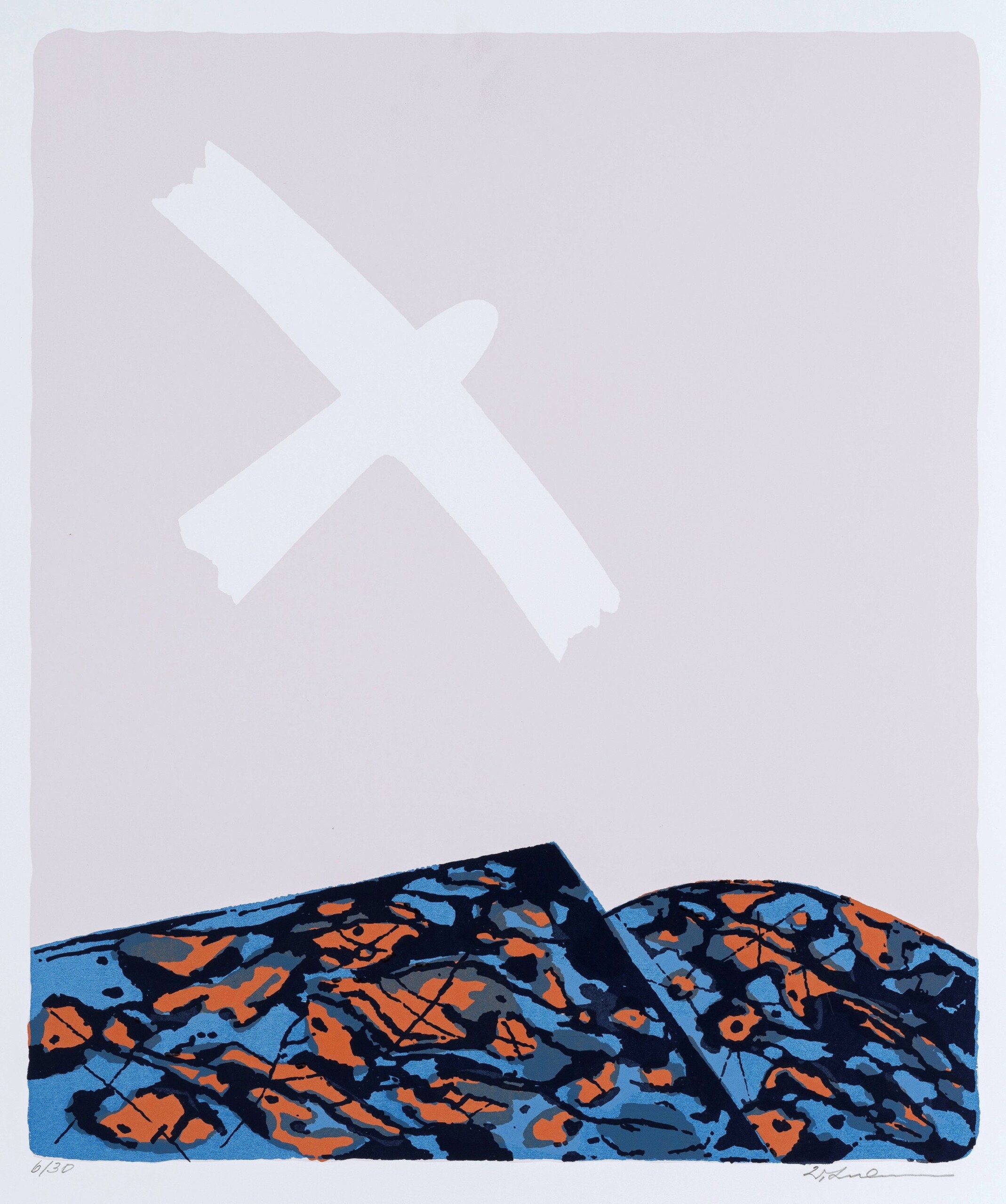 Artwork by Walter Lederer, Vogel über der Landschaft, Made of color serigraph