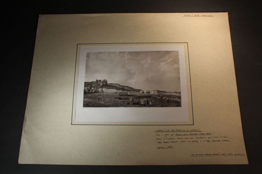 Artwork by Ambroise-Louis Garneray, Dieppe (Vue des bains et du château, Made of Aquatint