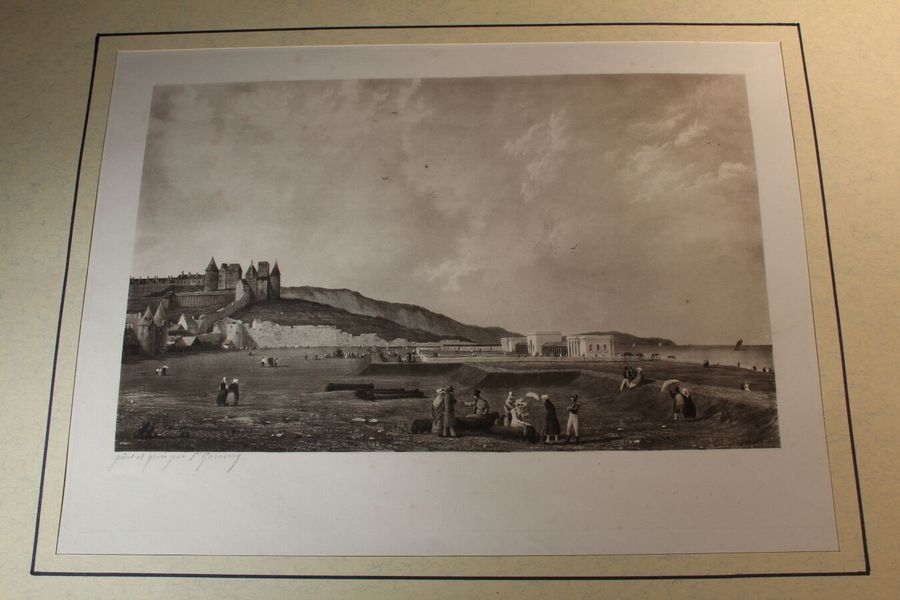 Artwork by Ambroise-Louis Garneray, Dieppe (Vue des bains et du château, Made of Aquatint