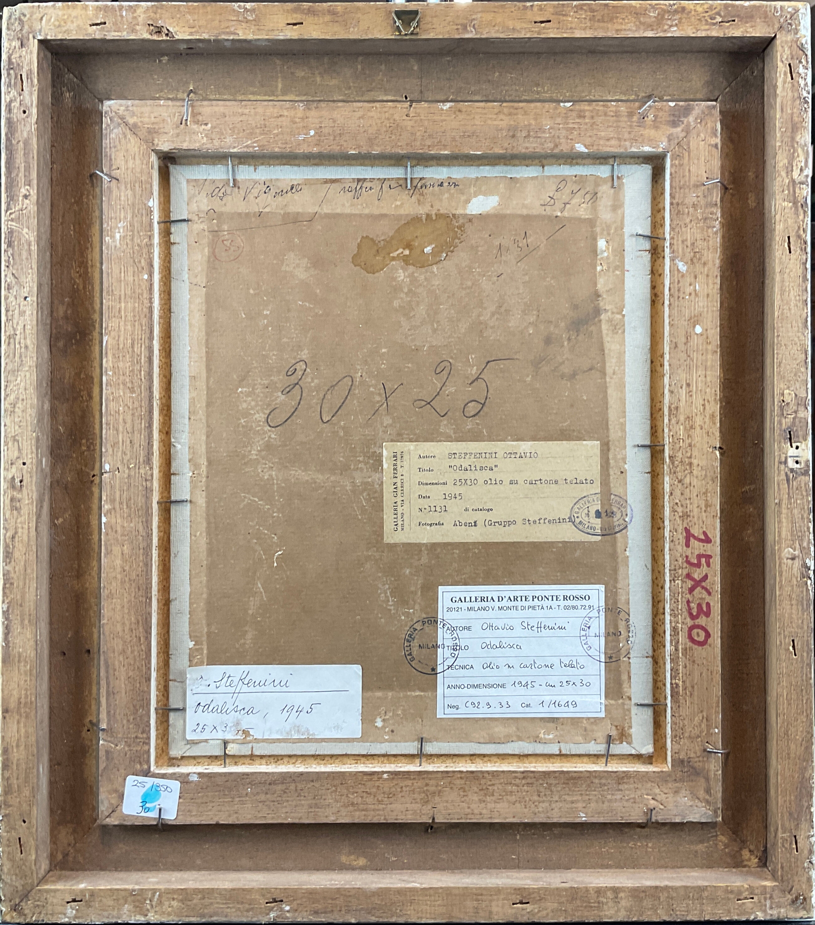 Artwork by Ottavio Steffenini, Odalisca - nudo, Made of oil on canvas cardboard