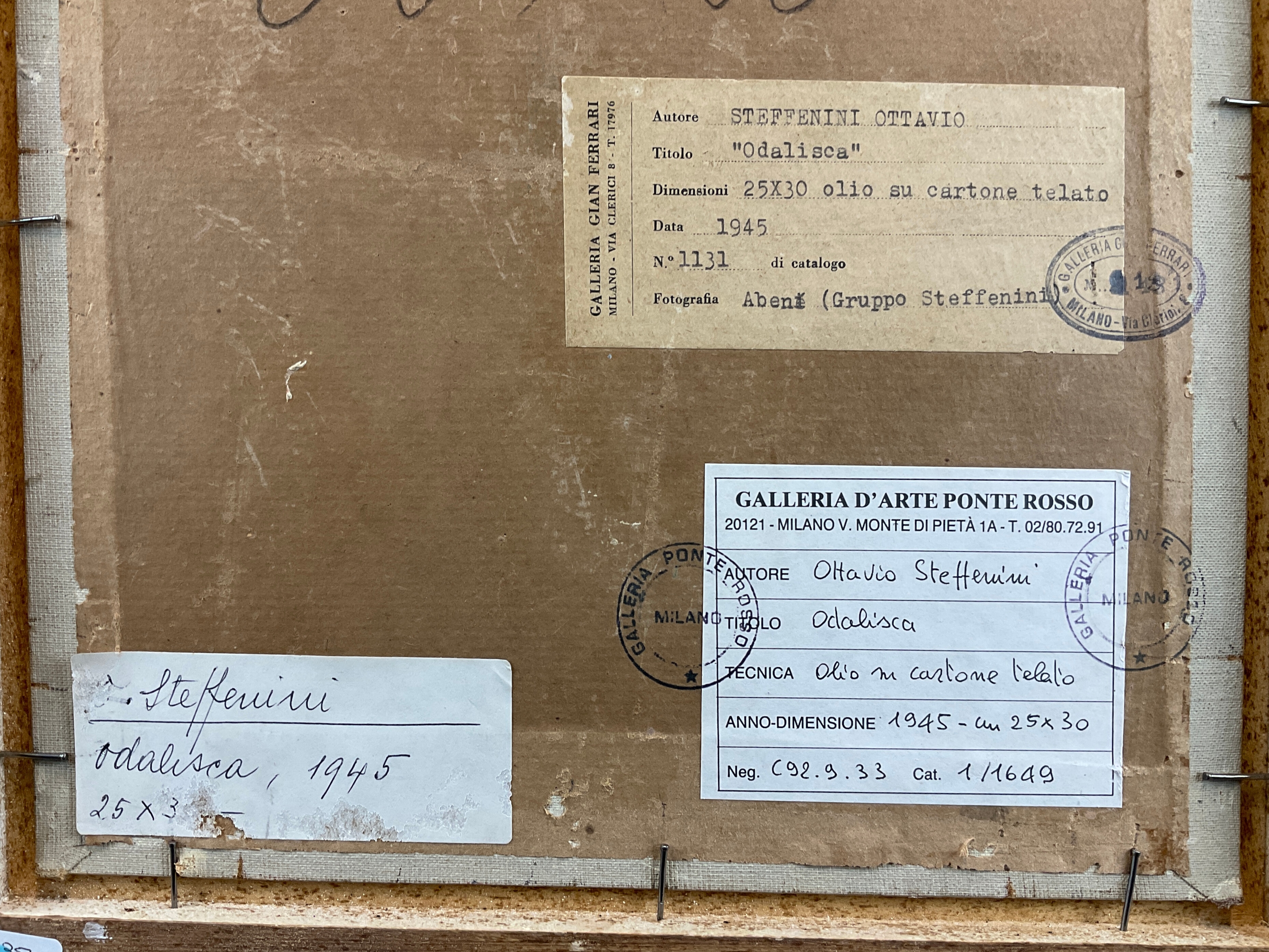 Artwork by Ottavio Steffenini, Odalisca - nudo, Made of oil on canvas cardboard