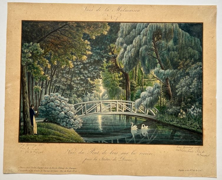 Artwork by Ambroise-Louis Garneray, Auguste Garnerey, View from the Wooden Bridge over the River, near the Statue of Diana, Made of Engraving