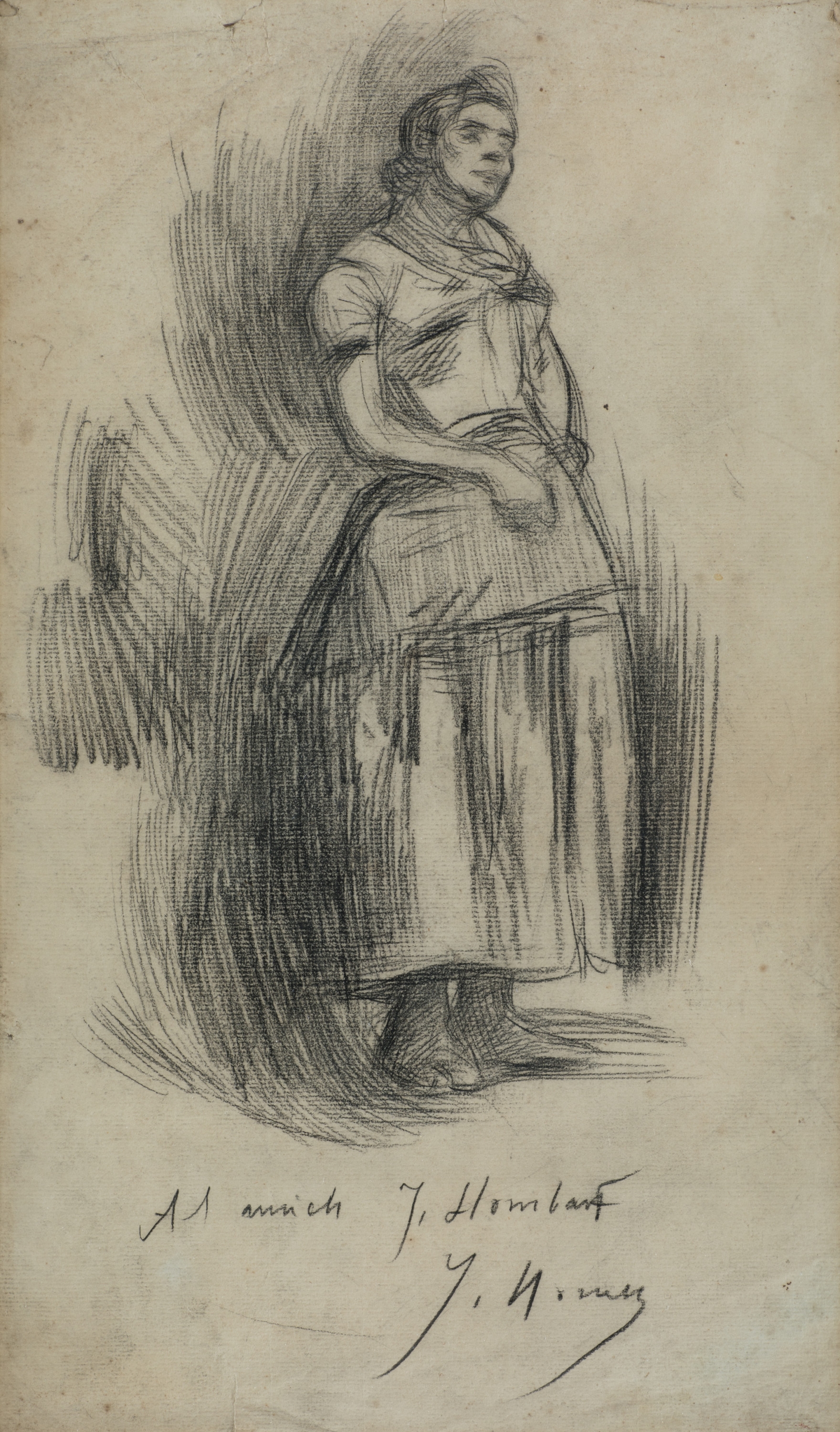 Artwork by Isidro Nonell, Study of a peasant woman, Made of charcoal on paper