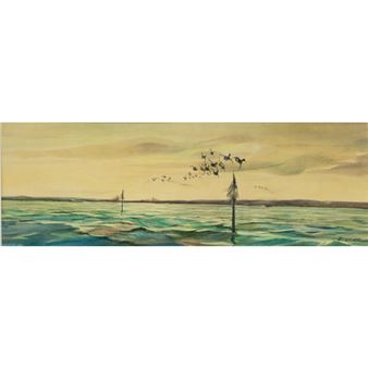 Bluebills Over the Bay - Milton C. Weiler