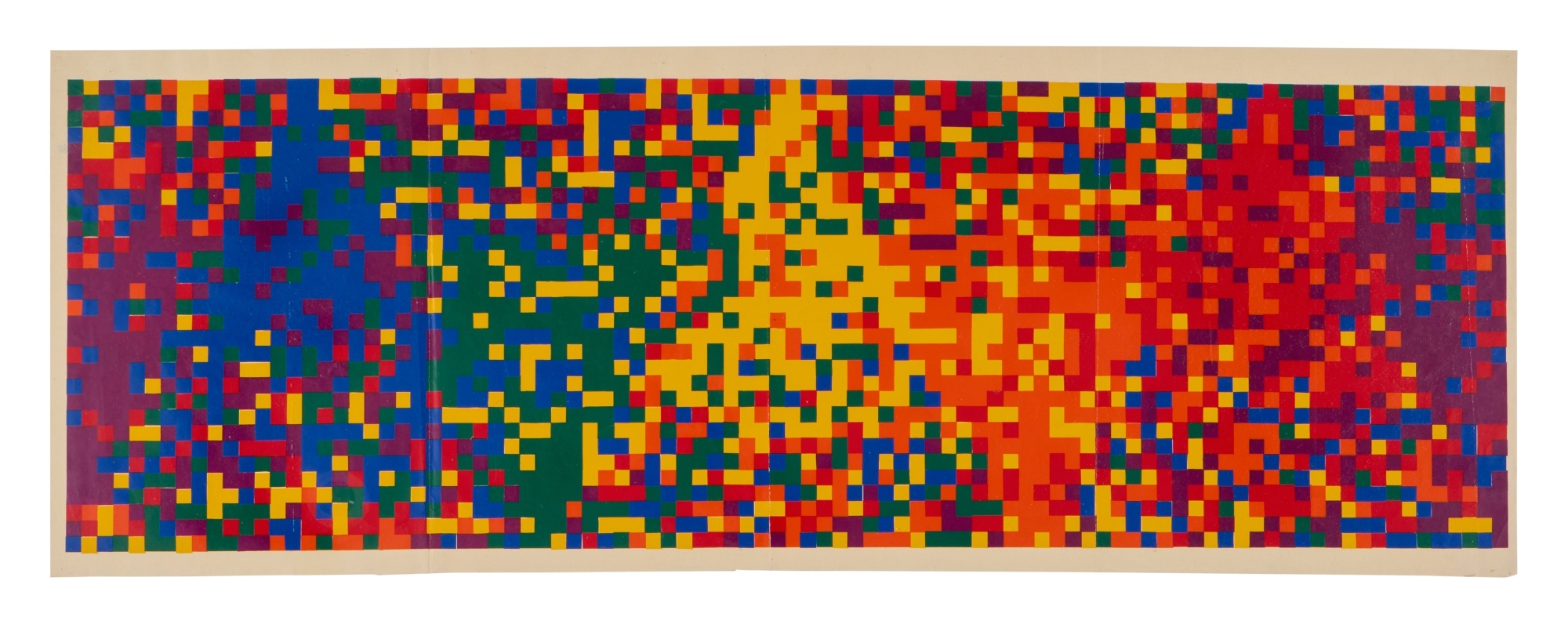 Artwork by Manfred Mohr, Vera Molnár, Christian Cavadia, Grace C. Hertlein, Aldo Giornini, An Extensive Archive of Early Computer Art, 1950s-70s, Made of works on paper, 17 unframed works on paper under matting; 5 unframed works on paper mounted to matting;1 unframed print on canvas, 3 unframed prints on transparent sheets, 1 unframed print on transparent sheet with reflective backing sheet