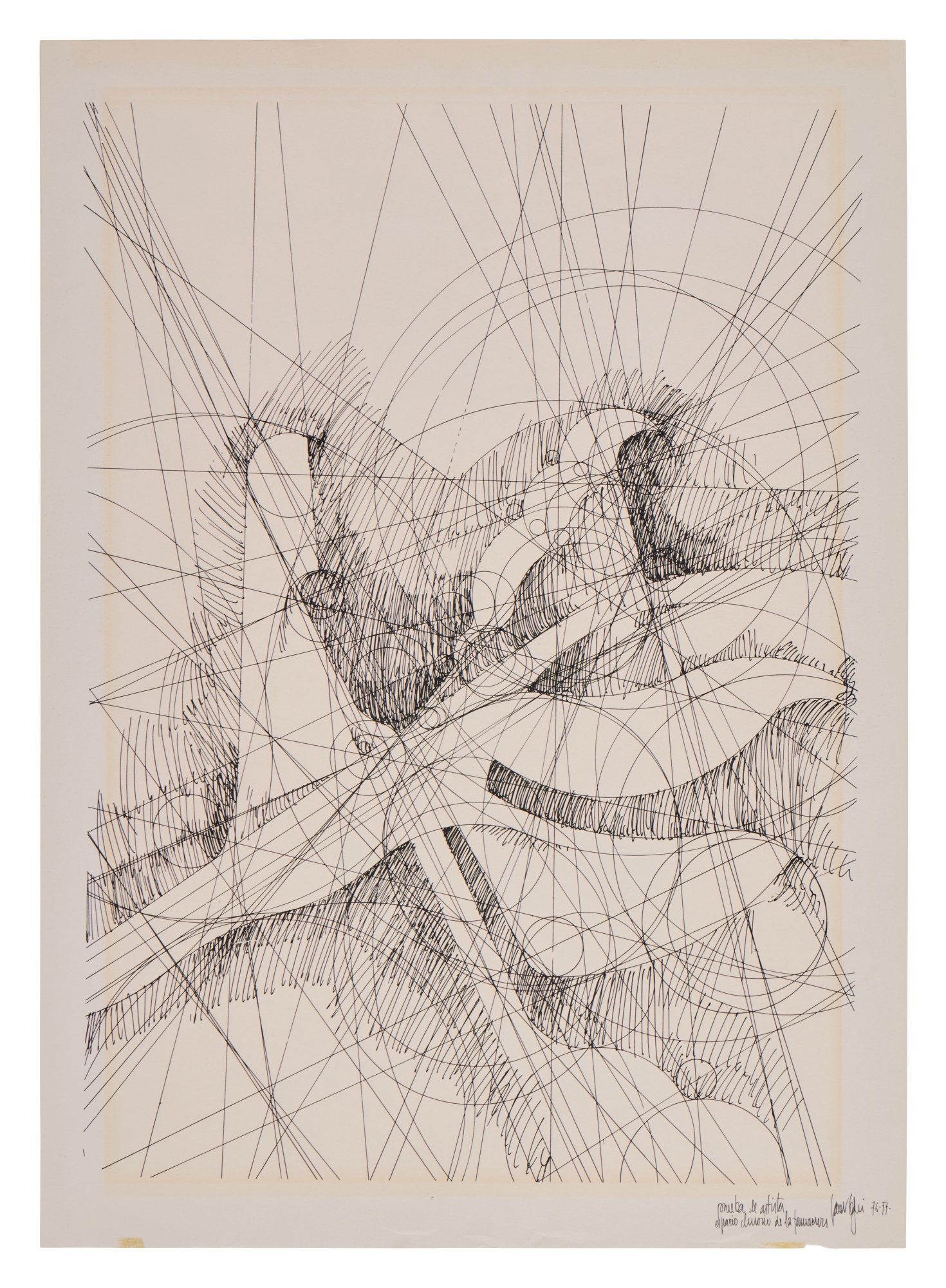 Artwork by Manfred Mohr, Vera Molnár, Christian Cavadia, Grace C. Hertlein, Aldo Giornini, An Extensive Archive of Early Computer Art, 1950s-70s, Made of works on paper, 17 unframed works on paper under matting; 5 unframed works on paper mounted to matting;1 unframed print on canvas, 3 unframed prints on transparent sheets, 1 unframed print on transparent sheet with reflective backing sheet