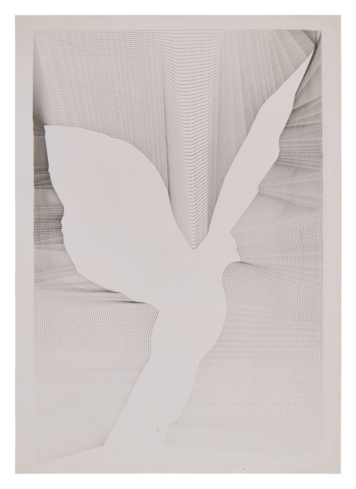 Artwork by Manfred Mohr, Vera Molnár, Christian Cavadia, Grace C. Hertlein, Aldo Giornini, An Extensive Archive of Early Computer Art, 1950s-70s, Made of works on paper, 17 unframed works on paper under matting; 5 unframed works on paper mounted to matting;1 unframed print on canvas, 3 unframed prints on transparent sheets, 1 unframed print on transparent sheet with reflective backing sheet