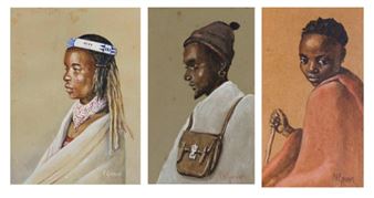 Profile of a Woman in Traditional Dress; Chezi Lrile, Office Boy I; Chezi Lrile, Office Boy II - Constance Helen Greaves