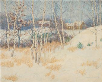 Stand of Birch Trees in Winter - John Leslie Breck