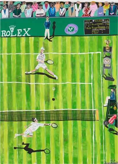 Djokovic vs. Federer Wimbledon by Filipp Jenikae, Executed in 2024