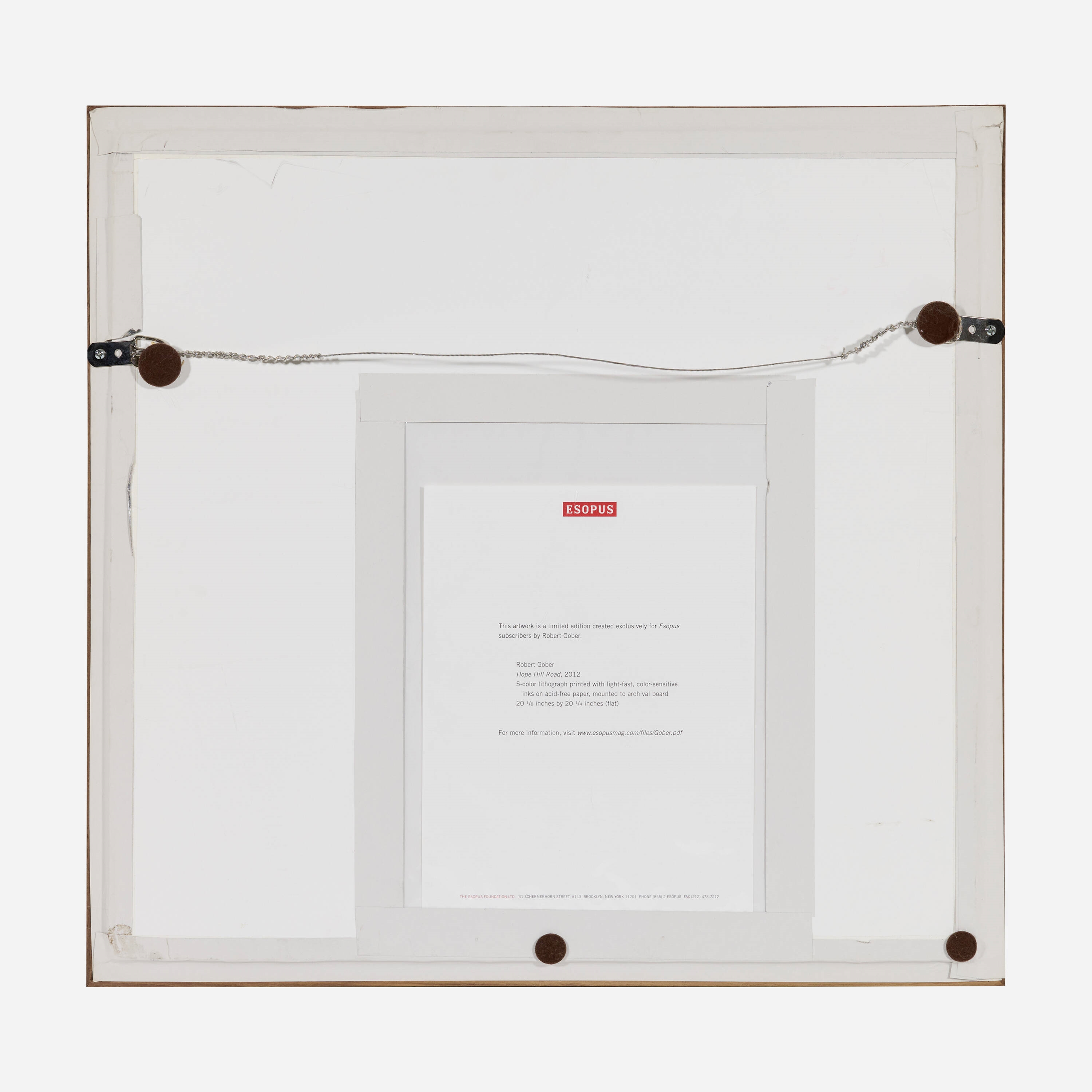 Artwork by Robert Gober, Hope Hill Road, Made of lithograph in colors mounted to archival board