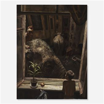 Morning Elephants in the Yard - Vasily Shulzhenko