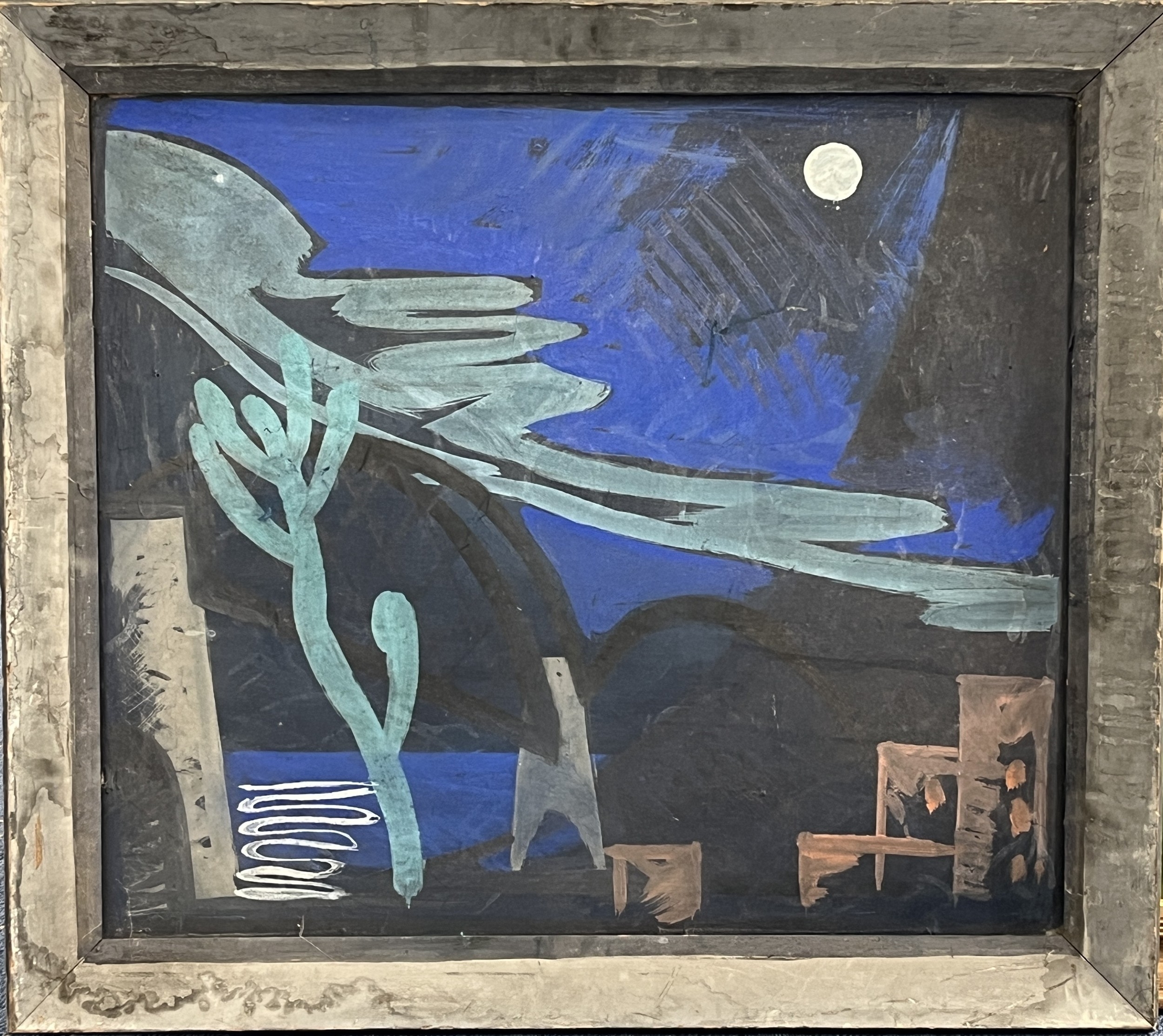 Artwork by Brett Whiteley, Sydney by Moonlight, Made of oil on board