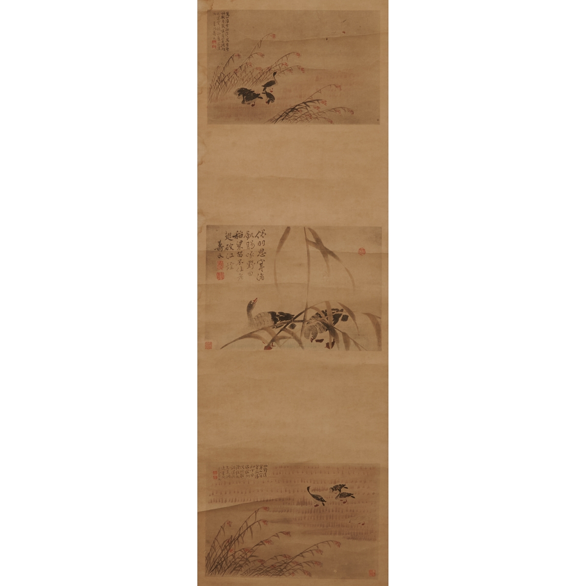 Bian Shoumin | Triptych Scroll | MutualArt